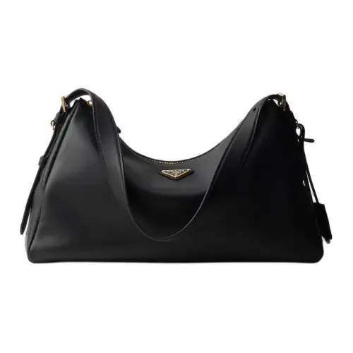 PRADA Leather Hobo Bag, Handbag, Shoulder Bag Women's Black
