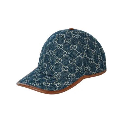 GUCCI Cotton Baseball Caps Men's Blue