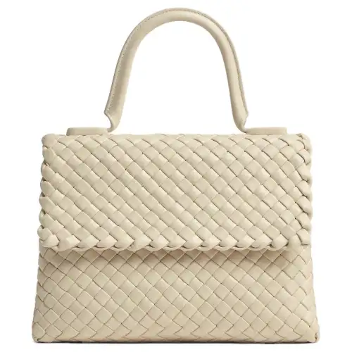 Bottega Veneta Patti Lambskin Shoulder Bag, Crossbody Bag, Handbag Small Women's Beige