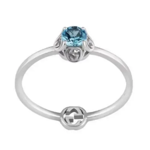 GUCCI 18K White Gold With Topaz Rings Women's