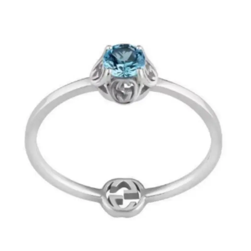 GUCCI 18K White Gold With Topaz Rings Women's
