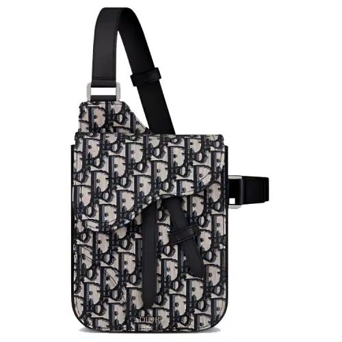 DIOR Saddle Cow Leather Saddle Bag, Shoulder Bag, Crossbody Bag, Clutch Sling Bag Men's Beige & Black