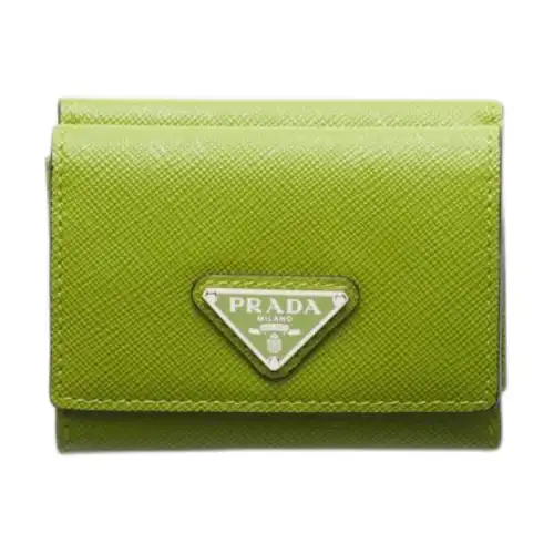 PRADA Saffiano Leather Wallet Men's Light Green