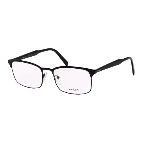 PRADA Metal Rectangular Eyeglass Frames Unisex Black