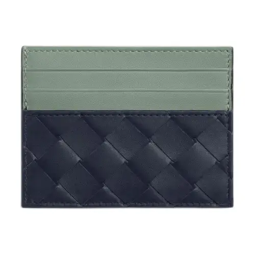 Bottega Veneta Cow Leather Card Holder Men's Space Blue & Sage Green