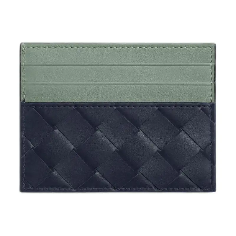 Bottega Veneta Cow Leather Card Holder Men's Space Blue & Sage Green