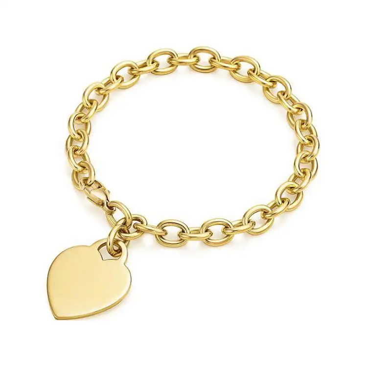 TIFFANY & CO. 18K Yellow Gold Heart charm Bracelet