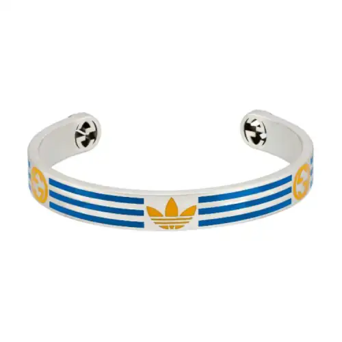 GUCCI Adidas X Gucci Collaboration Collection 925 Sterling Silver Enamel Bangles Unisex Blue
