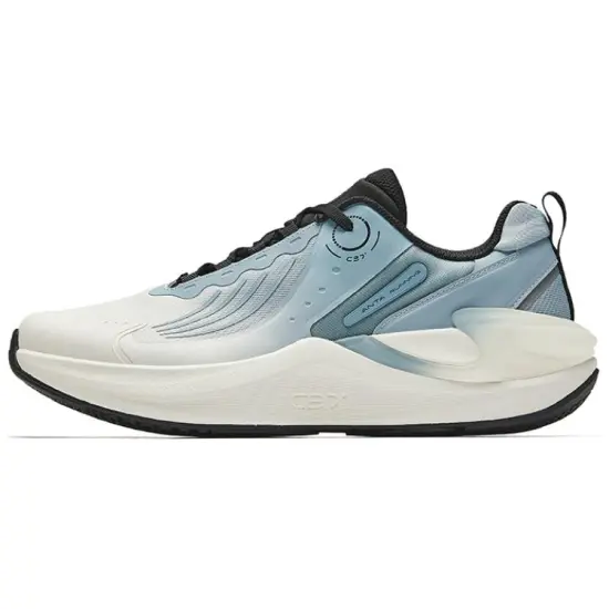 ANTA C37+ Running Shoes Men Low-Top Ivory White/Light Blue/Basic Black