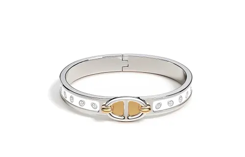 HERMES Enamel, Palladium Plated Bangles Women's Silver