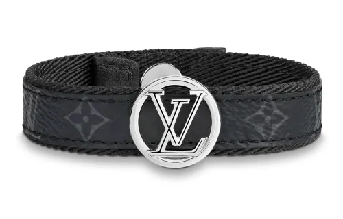 LOUIS VUITTON Monogram Eclipse Canvas, Webbing, Metal Bangles Unisex