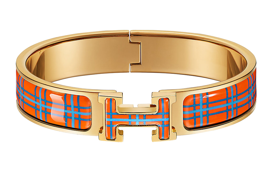 HERMES Clic H Enamel Bangles Women's Gold