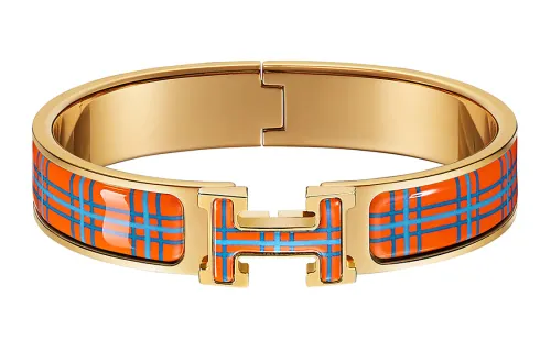 HERMES Clic H Enamel Bangles Women's Gold