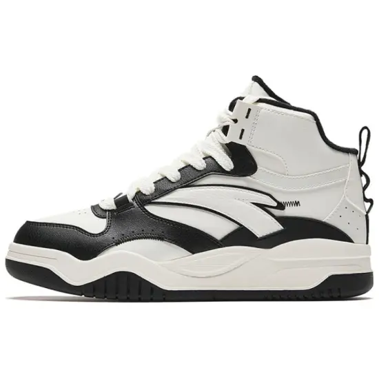 Anta Wave Shoes Anti-Slip And Wear-Resistant Breathable High-Top Skateboard Shoes Men's Black White