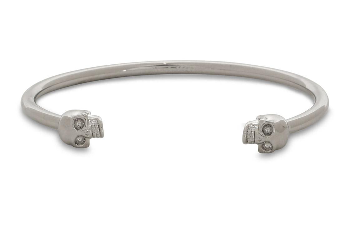 Женский браслет Alexander McQueen Thin Twin Skull (серебристый)