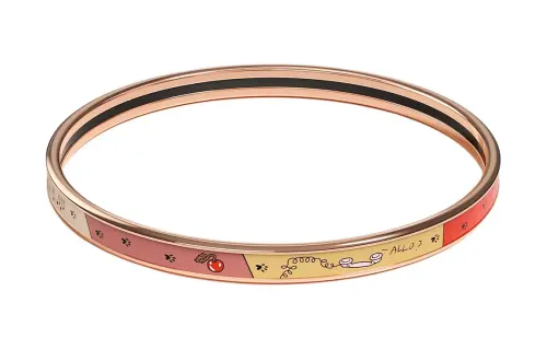 HERMES Enamel Rose Gold Plated Bangles Women's Multicolor