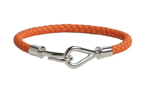 HERMES Calfskin Bangles Men's Orange