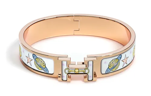 HERMES Clic H Enamel Bangles Women's Multicolor