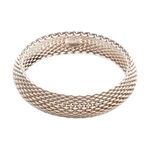 TIFFANY & CO. Sterling Silver Somerset Mesh Bangle Bracelet