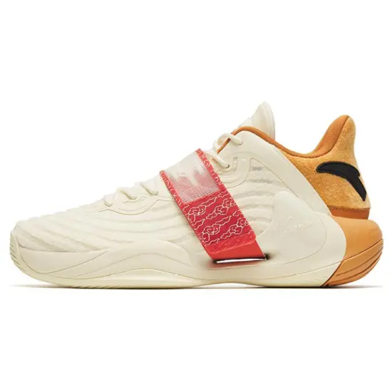 ANTA Water Flower 4 Basketball Shoes Men Low-Top White Orange
