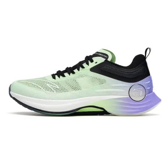 ANTA Mach Pro Running Shoes Men Low-Top New Fluorescent Light Grass Green/Pure Purple/Black