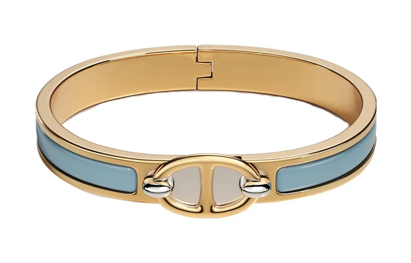 HERMES Enamel Bangles Women's Gold