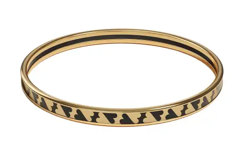 HERMES Patterned Print Enamel, Gold Plated, Metal Bangles Women's Gold