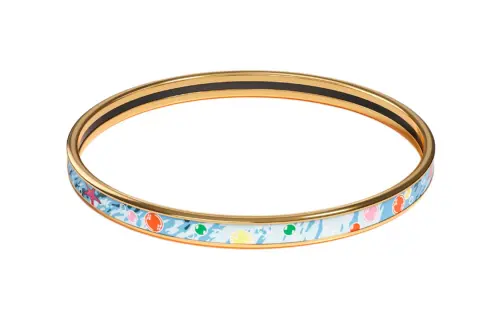 HERMES Enamel, Gold Plated, Hardware Accessories Bangles Unisex Blue