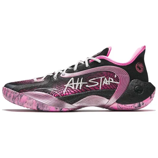ANTA Three Points Of Rain 2 Generations Basketball Shoes Men Low-Top Basic Black/Rose Pink/Fluorescent Numbers Pink