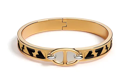 HERMES Patterned Print Mini Clic Bangles Women's Gold/Black