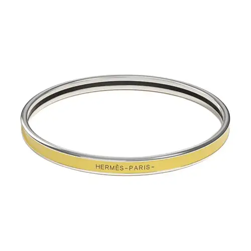 HERMES Uni Enamel, Palladium Plated Bangles Women's Gold
