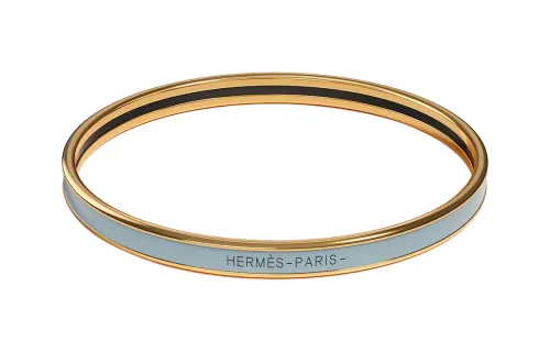 HERMES Uni Gold Plated Bangles Unisex Blue