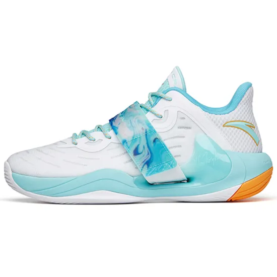 ANTA Water Flower 4 Basketball Shoes Men Low-Top ANTA White/Light Blue/Yellow Orange