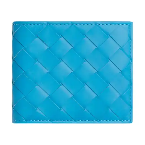 Bottega Veneta Intrecciato Cow Leather Card Holder, Wallet Small Men's Pool Blue