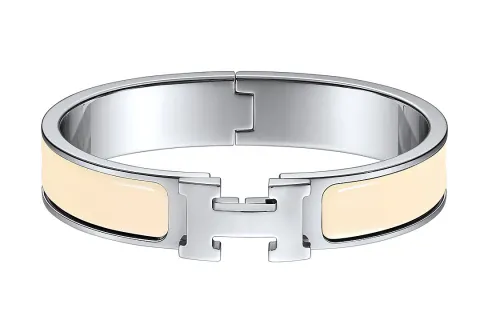 HERMES Clic H Bangles Women's Pearl Shell/Silver