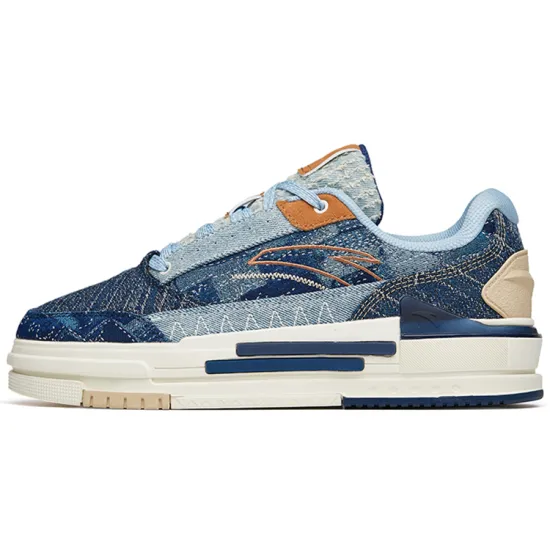 Anta Bump Slip Resistant Low Top Skateboard Shoes Men's Denim Blue