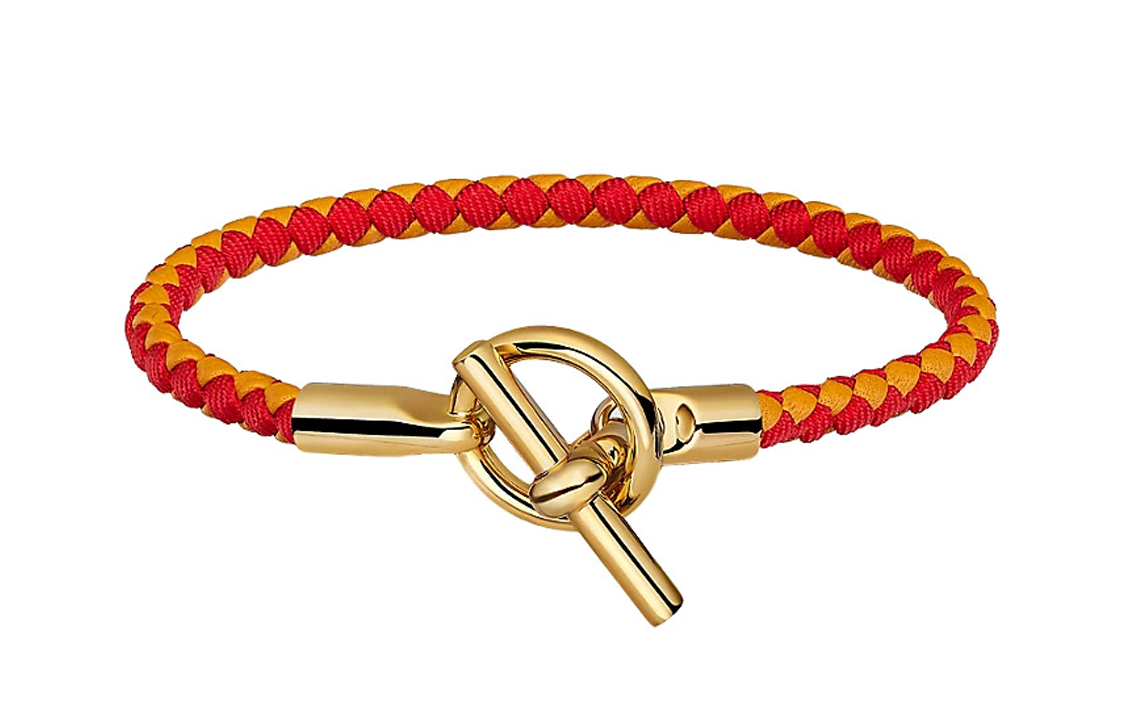 HERMES Glenan H Bangles Women's Amber Yellow/Vermilion