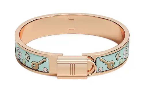 HERMES Cadenas Bangles Women's Rose Gold/Blue