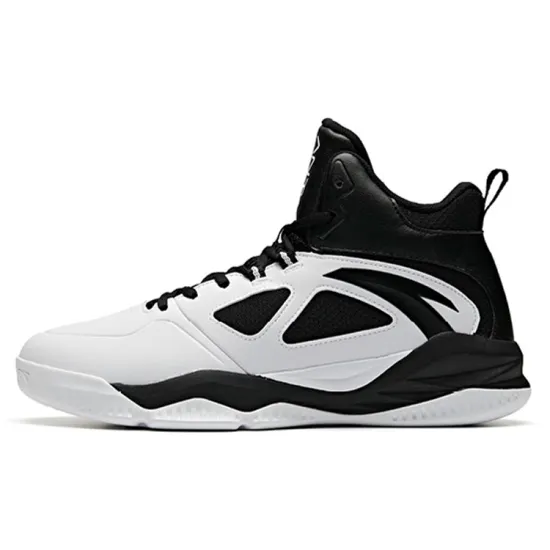 Anta Bastard Cushioning Anti-Slip And Wear-Resistant Mid-Top Vintage Basketball Shoes Men's White Black