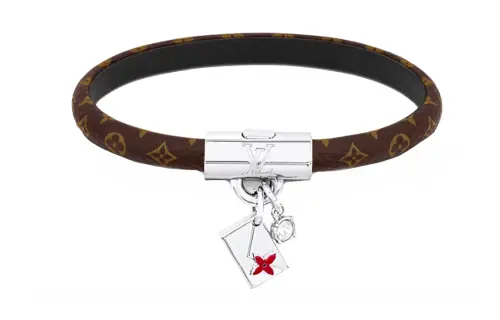 LOUIS VUITTON Glass, Metal Parts, Enamel, Coated Canvas, Faux Crystal Bangles Men's Brown