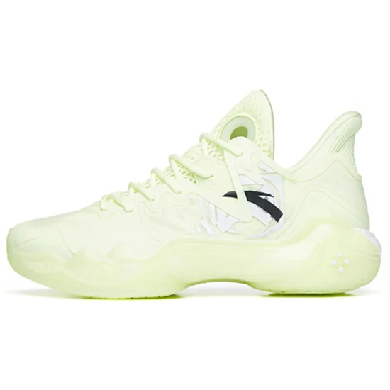 ANTA Shock Wave 4 Basketball Shoes Women's Mid-Top Fluorescent Glow In The Dark Green