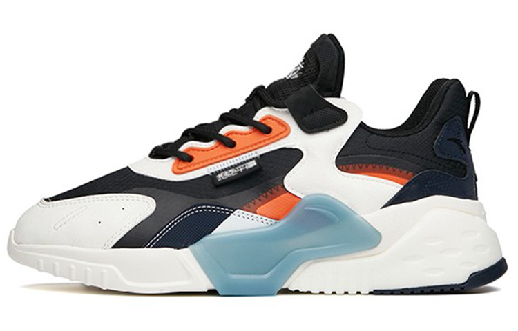 Anta Rubik's Cube Slip Resistant Abrasion Resistant Low top Chunky Sneakers Men's Black White Orange