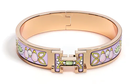 HERMES Clic H Enamel Bangles Women's Purple