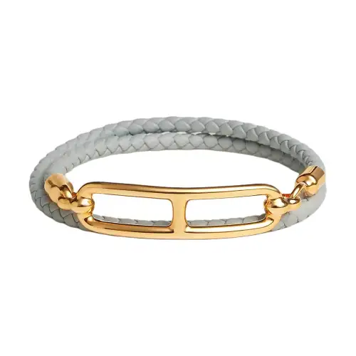 HERMES Calfskin Bangles Women's Rose Gold/Gray