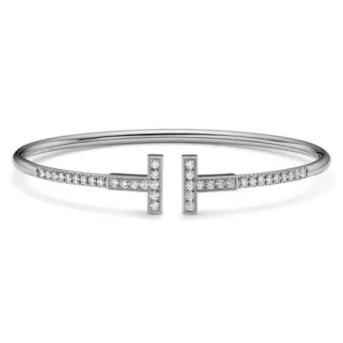 TIFFANY & CO. 18K White Gold Bangles Women's Silver