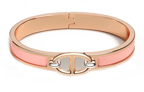 HERMES Mini Clic Chaine D'Ancre Bangles Women's Rose Pink