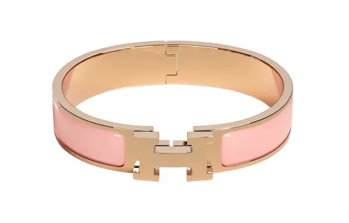 HERMES Clic H Enamel Bangles Women's Pink/Rose Gold