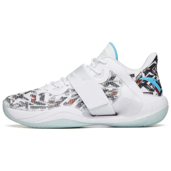 ANTA Water Flower 4 Basketball Shoes Men Low-Top White/Clear Spring Blue