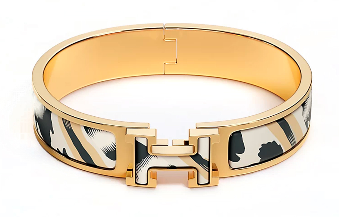 Женский браслет Hermes Clic H (золотисто-белый)