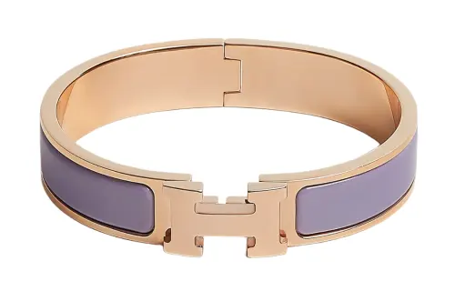 HERMES Clic H Enamel Bangles Women's Rose Gold/Lilac Purple